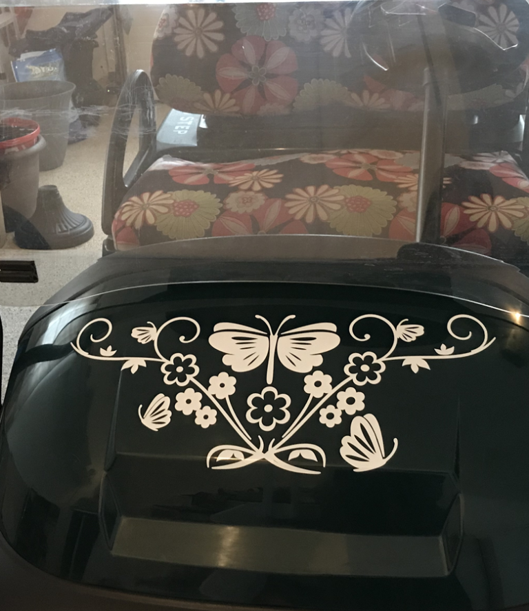 golf cart vinyl cut flower designs